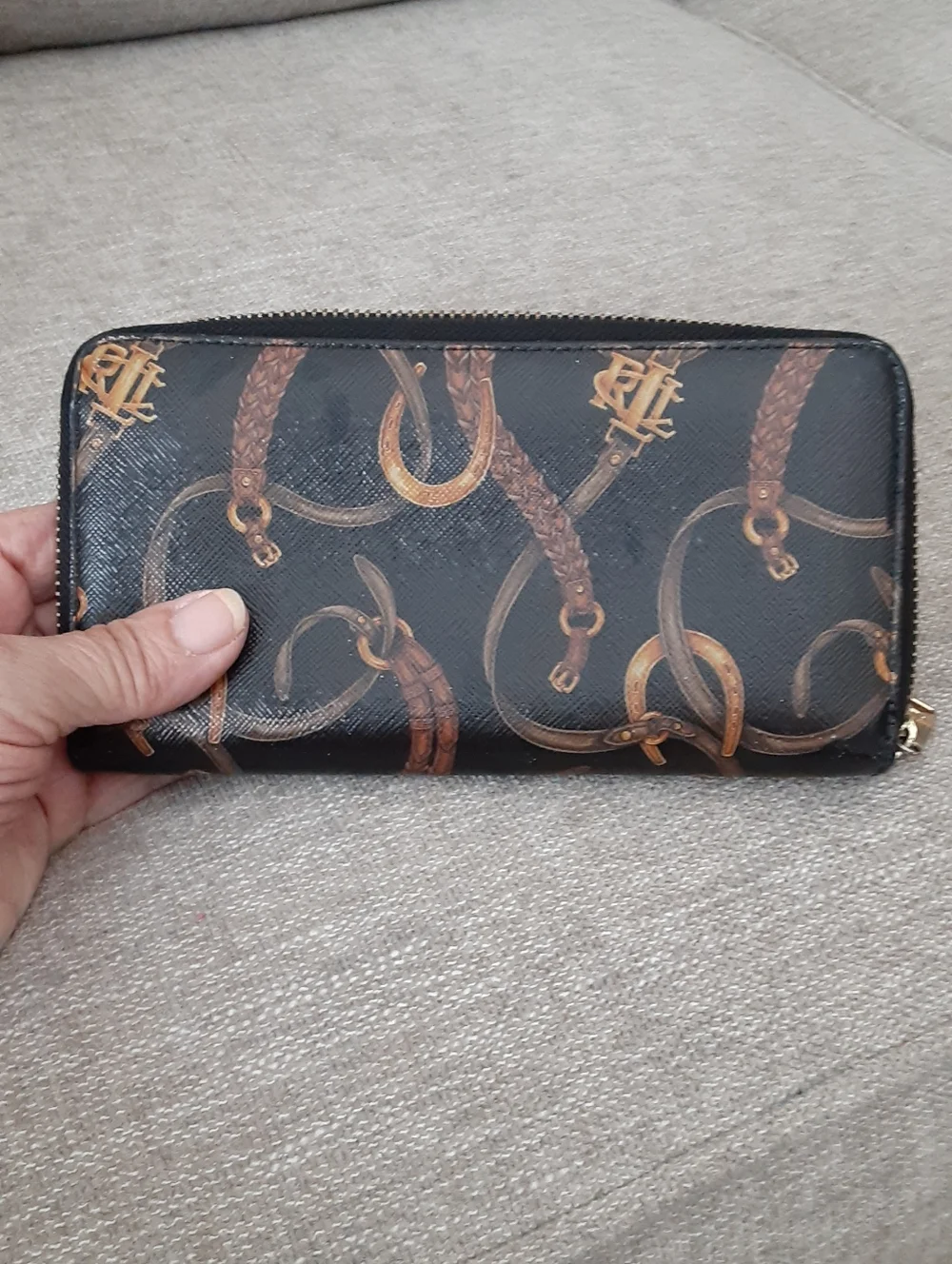 Lauren Ralph Lauren Black Printed Leather Wallet